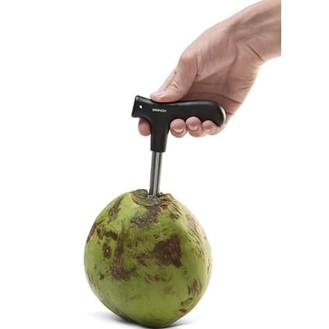 Fura Coco Furador Perfurador Manual Abridor Inox Prático Verde Em Aço Inox Original Com Tira Resíduo Para Casa Em Cozinha Multiuso
