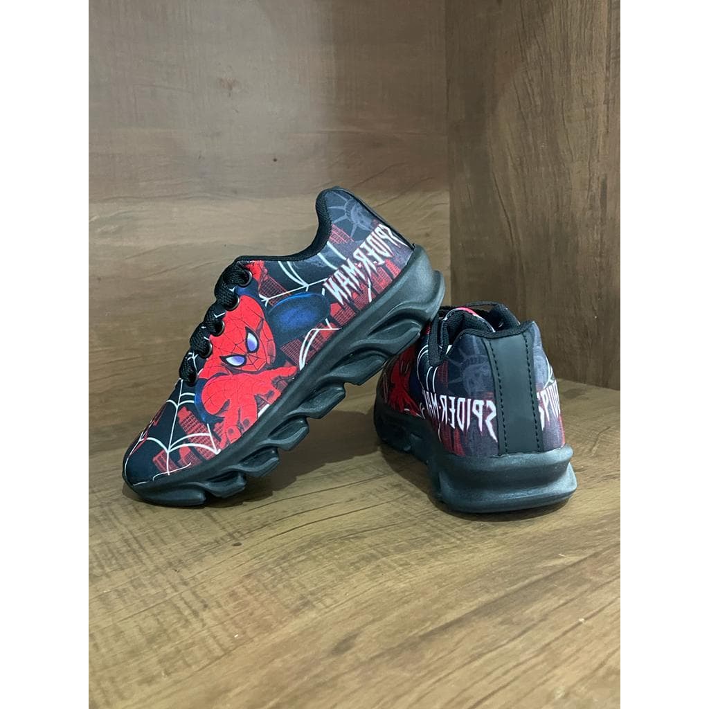 TENIS INFANTIL HOMEM ARANHA PRETO COM LED