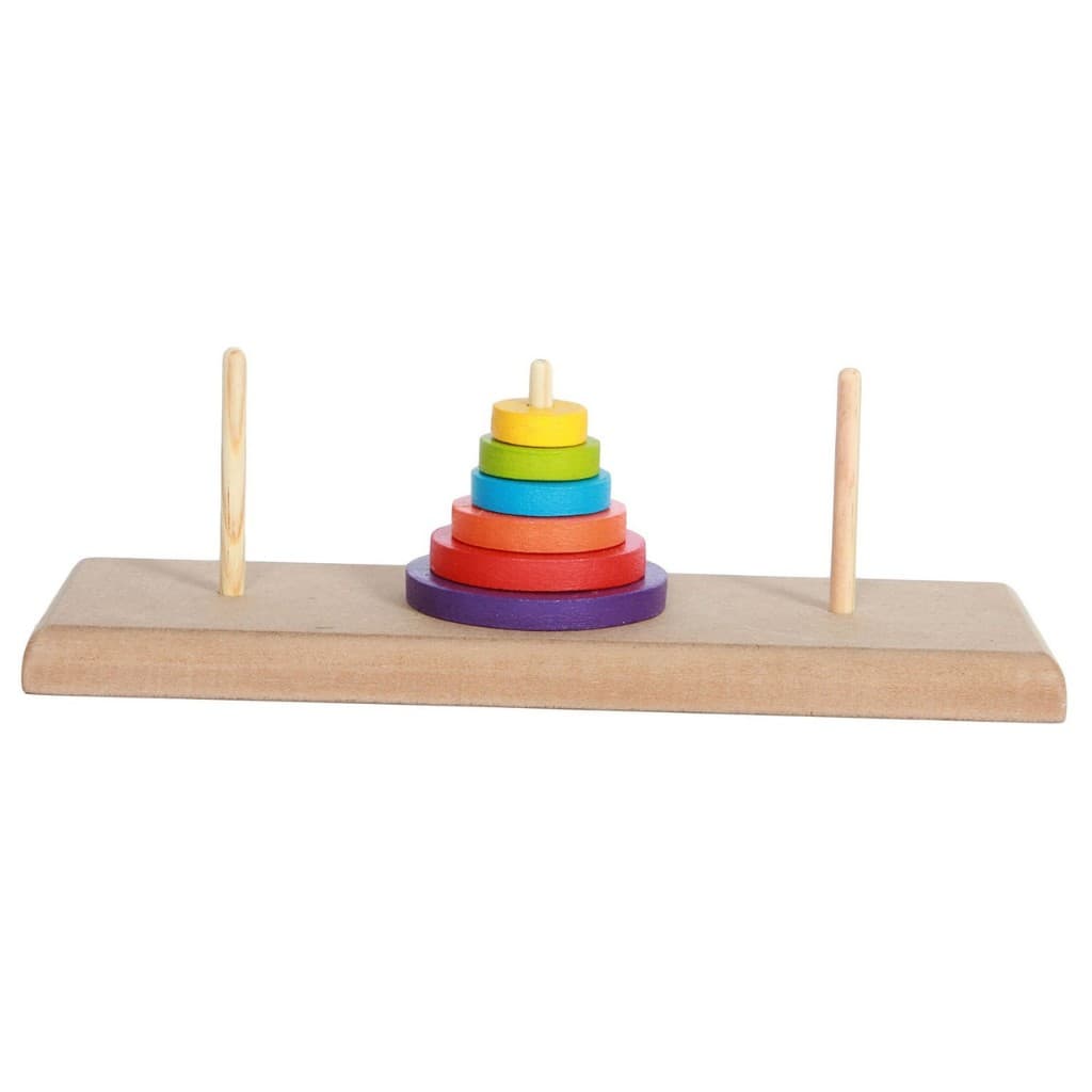 Torre de Hanói em Madeira e EVA Colorido Woodtoy Brinquedo Educativo Brinquedos