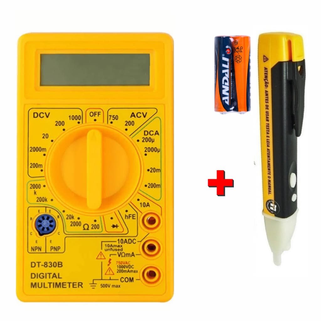Kit Multímetro Digital Profissional + Caneta Detectora de Corrente - PRONTA ENTREGA