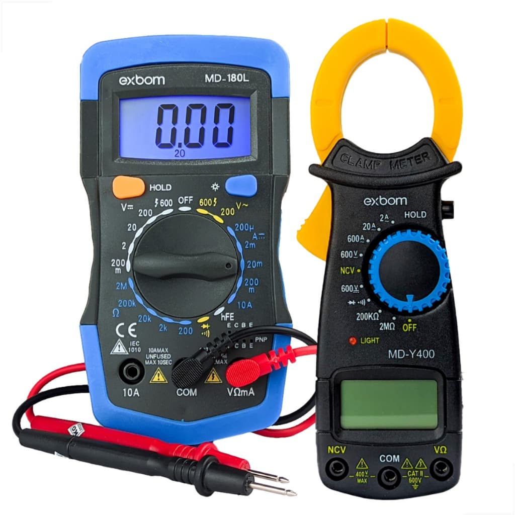 Kit Multímetro Digital Profissional + Alicate Amperímetro LCD Iluminação e Bipe - PRONTA ENTREGA
