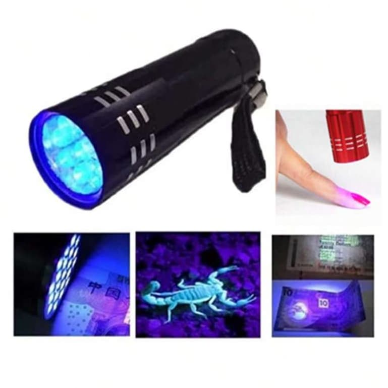 Mini Lanterna Luz Ultra Violeta Com 9 Led Portátil