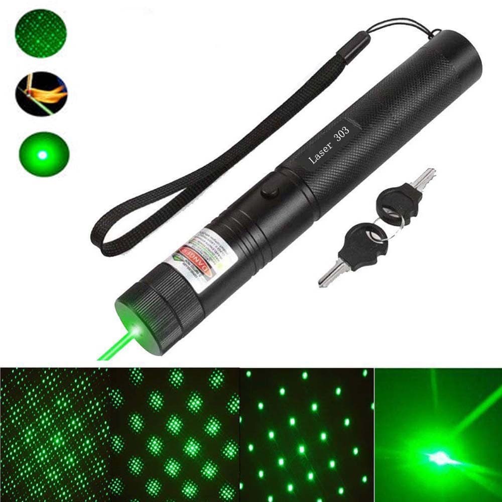 Caneta Laser Laser Pointer Verde com Bateria Recarregável com Chave de Segurança