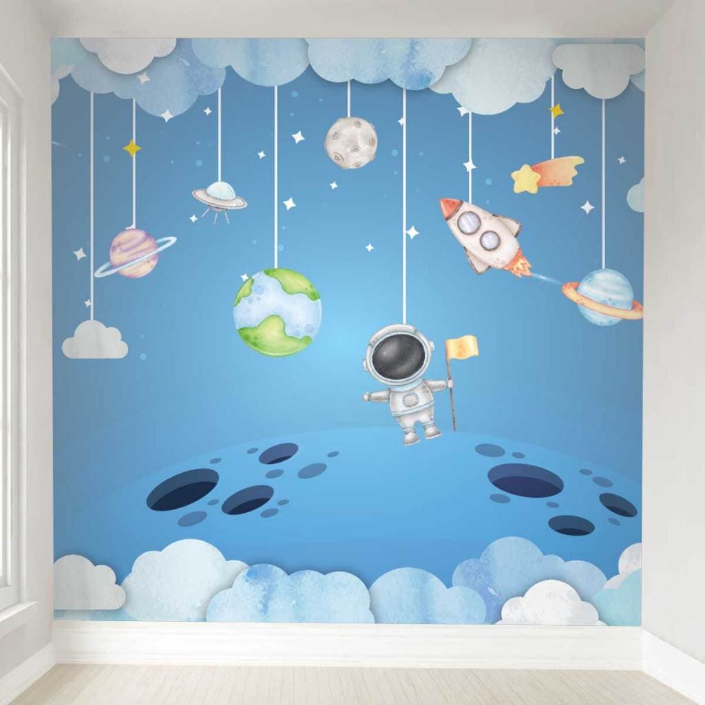 Papel de Parede Infantil - Adesivo de Parede - Astronauta Aquarela - Sob Medida
