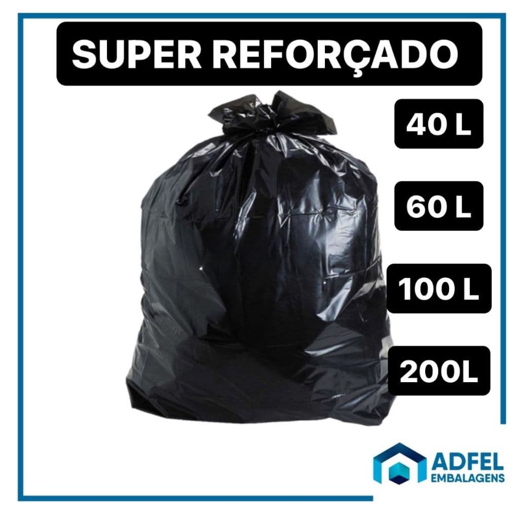Saco de Lixo MUITO REFORÇADO Preto 40L, 60L, 100L, 200L 2KG Super Oferta