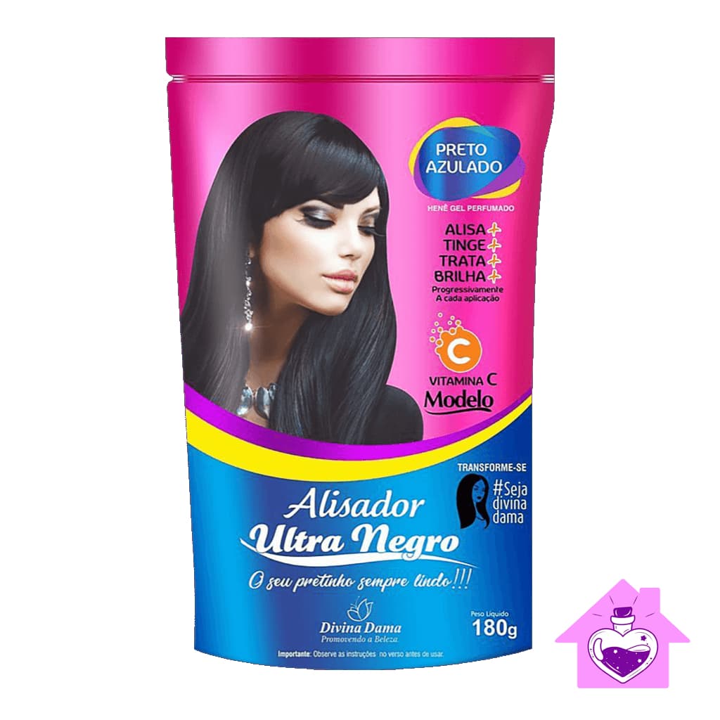 Alisante Alisa E Tinge Modelo 180G Gel Preto Azulado