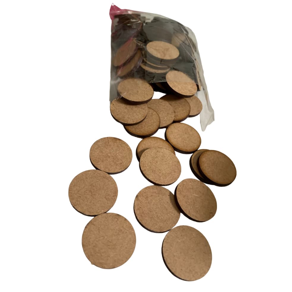 Kit com 100/ e com 50 bolacha apliques artesanato MDF 3mm- 2,5cm