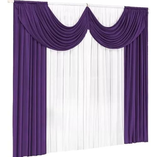 Cortina Paris Pra Janela Sala E Quarto Com Bando 3,00 X 2,80 Roxo/branco