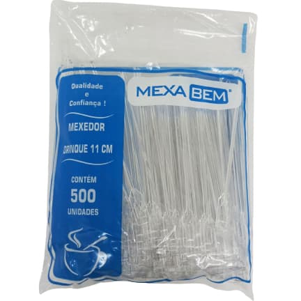 Mexedor Cristal 11cm Drinque Café Chá Mexa Bem Pacote 500 Unidades
