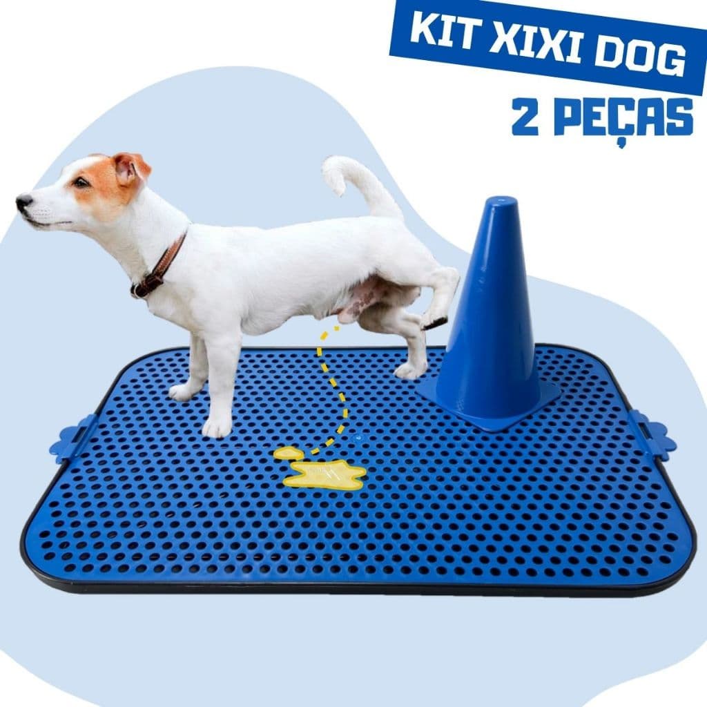 Kit Postinho Educador Poste Xixi Fácil + Tapete Xixi Dog Tapete Higiênico Canino Sanitário Canino Cachorro Azul