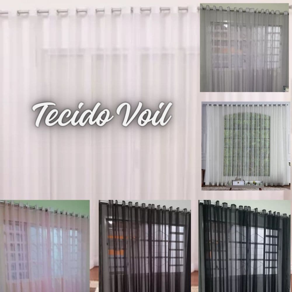 Cortina para Sala Quarto Voil Tecido Delicado Branco 3 00 X 1 70 Ilhós Cromado