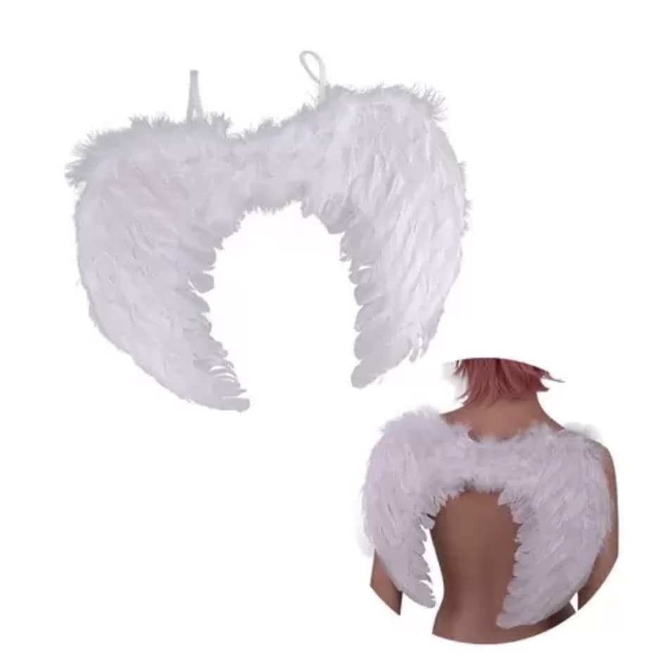 Asa De Anjo Penas Artificiais preto/branco/colorido adulto e infantil