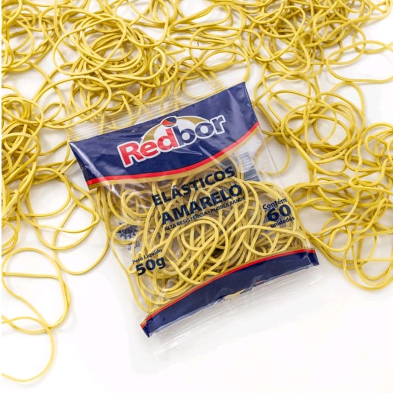 Elástico Amarelo de Dinheiro Liga Liguinha 1kg 1200 Unidades Nº18 Resistente Redbor