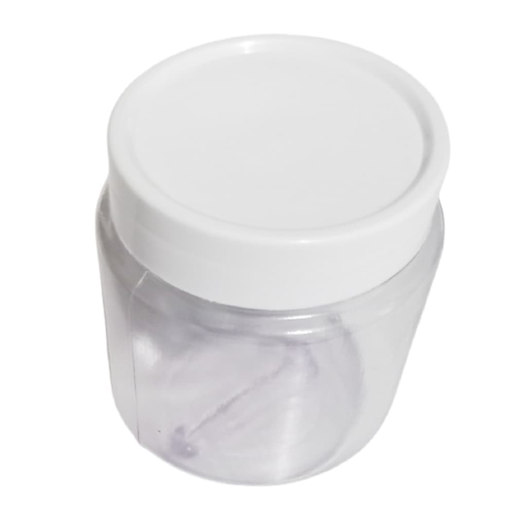 4 Potes Plástico De 250ml Transparente Tampa Roscada Branca