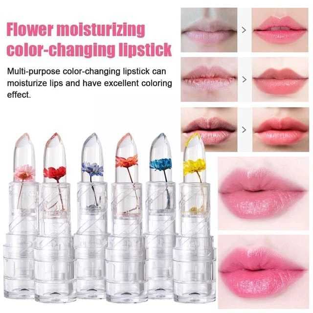 Batom Muda De Cor Com Flor Transparente De Longa Duração Na Temperatura