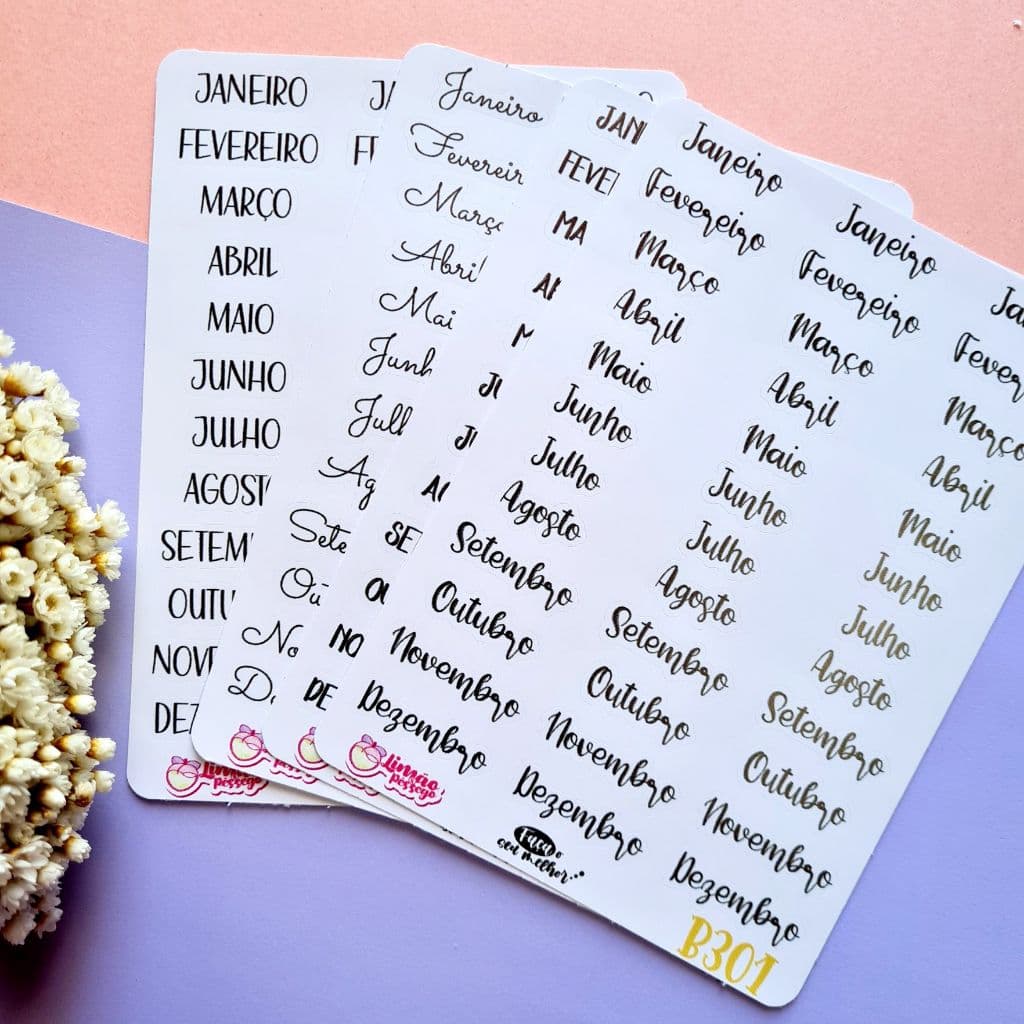 Meses e Dias da Semana Adesivos semanal mensal anual datar planejar decorar agenda planner bujo
