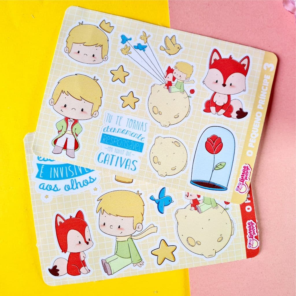 Pequeno Príncipe Cartela de adesivos bujo caderno planner agenda álbum decoração lembrancinha festa