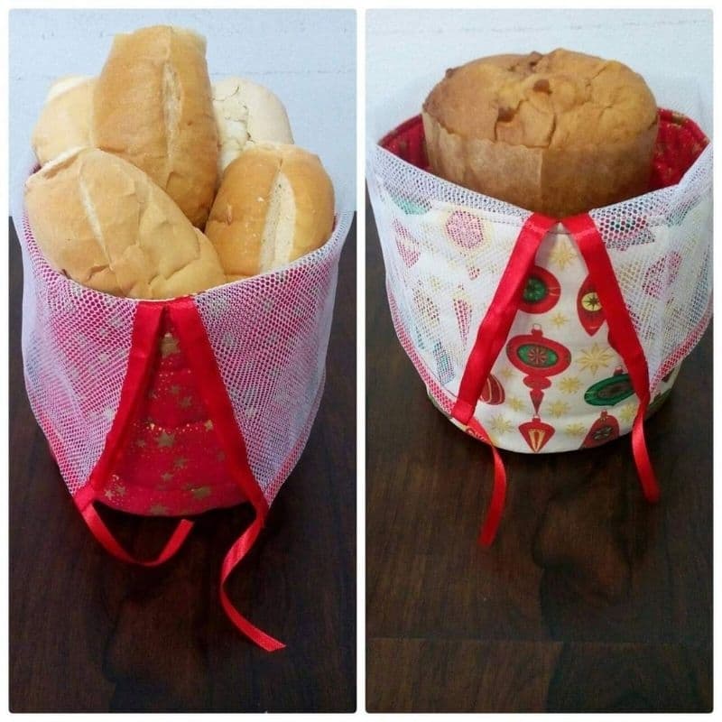 Porta panetone e cesto de pão de Natal
