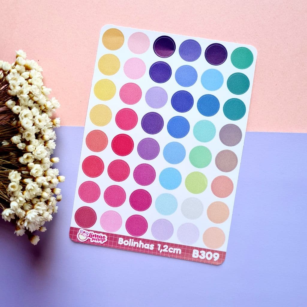 Bandeirolas e  Círculos Cartela de Adesivos Funcionais planner bujo bíblia caderno agendas DOTS