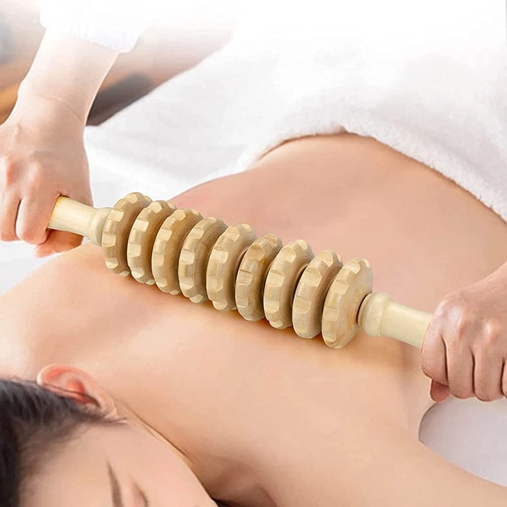 Rolo Bastão Massageador Manual Espiga Madeira Maderoterapia Corporal
