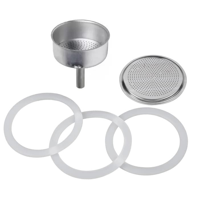 Kit C/ Funil + 3 Anéis De Borracha + Filtro Para Cafeteira Italiana 3 Xícaras