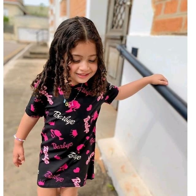 Vestido Blusão  Infantil Barbie Menina Manga Curta Verão 2024