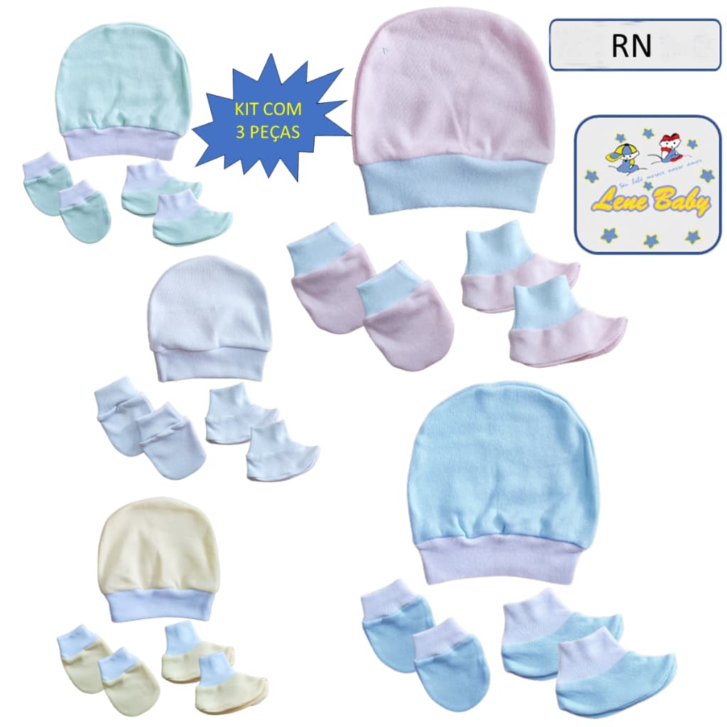 Kit 1 Gorro 1 par de Sapatos 1 par de Luvas LENE BABY