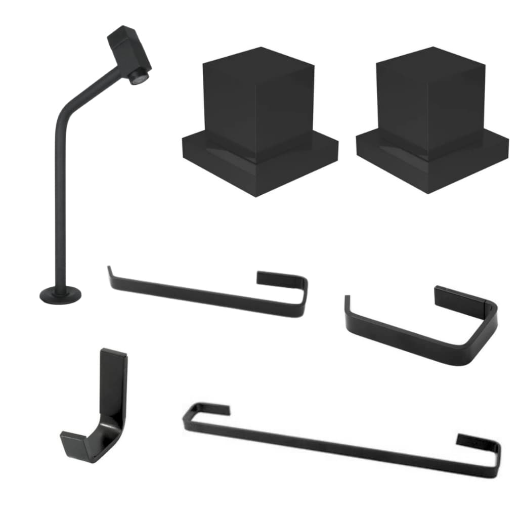 KIT BANHEIRO QUADRI PRETO FOSCO COM TORNEIRA CUBA QUADRI E MAIS  2 ACABAMENTOS QUADRI PARA REGISTRO PADRÃO DECA