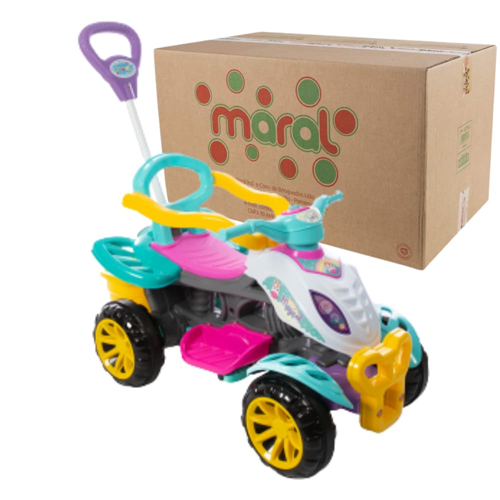 Carrinho Passeio Infantil Quadriciclo Unicornio Pedal Haste