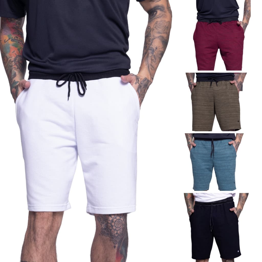 Kit 5 Bermudas Moletom Masculina Academia Treino