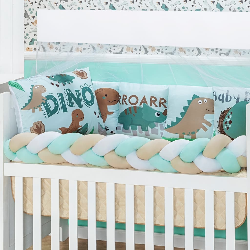 Kit Berço Dinossauro Com Trança 10 Peças Padrão Americano