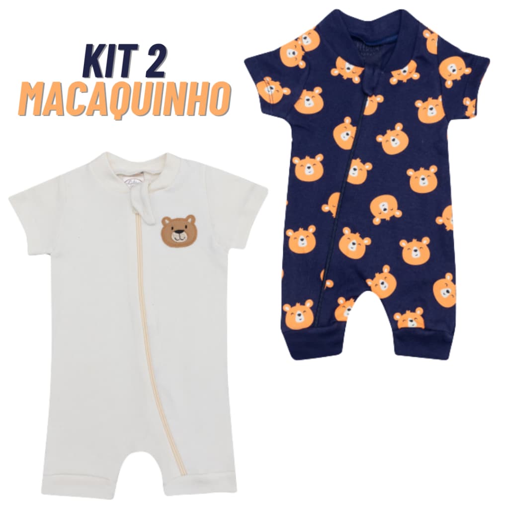 Kit Roupa De Bebê 2 Macacão Algodão Banho de Sol Masculino ou Feminino Romper Sortido