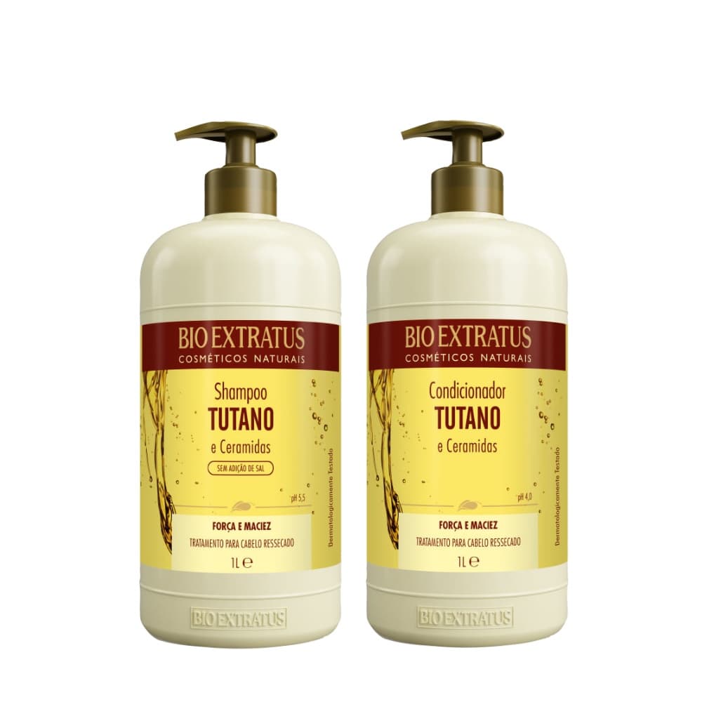 Kit Tutano,Ceramidas E Karité Bio Extratus Shampoo e Condicionador 1 Litro/Kit Cabelos Ressecados