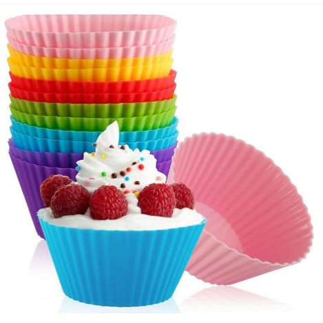 Kit Forminha de Cupcake Em Silicone Bolo Muffin Jogo Com 12 ou 6 Formas Redondas