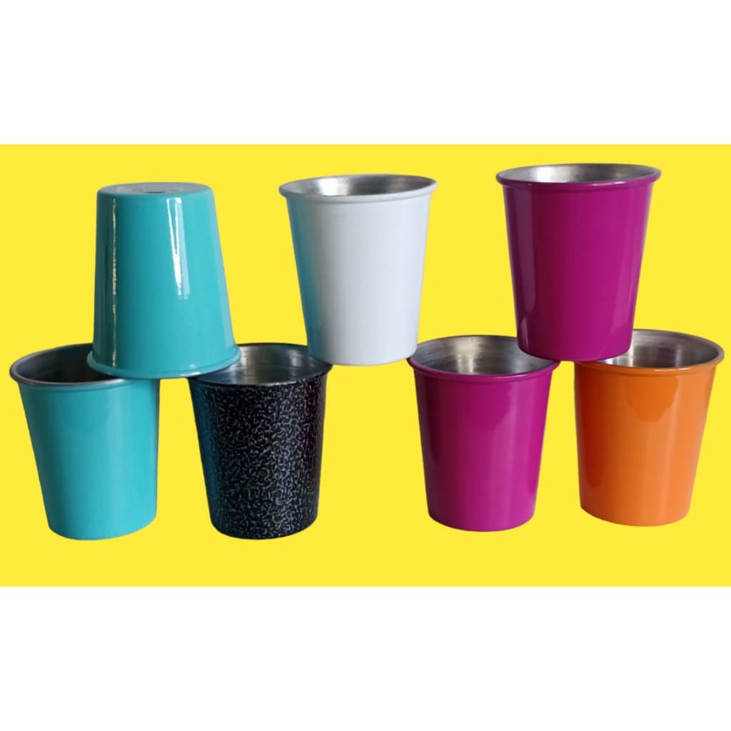 Copo Cônico com Orla 300ml 9 cm Medio Alumínio Polido pintura em verniz