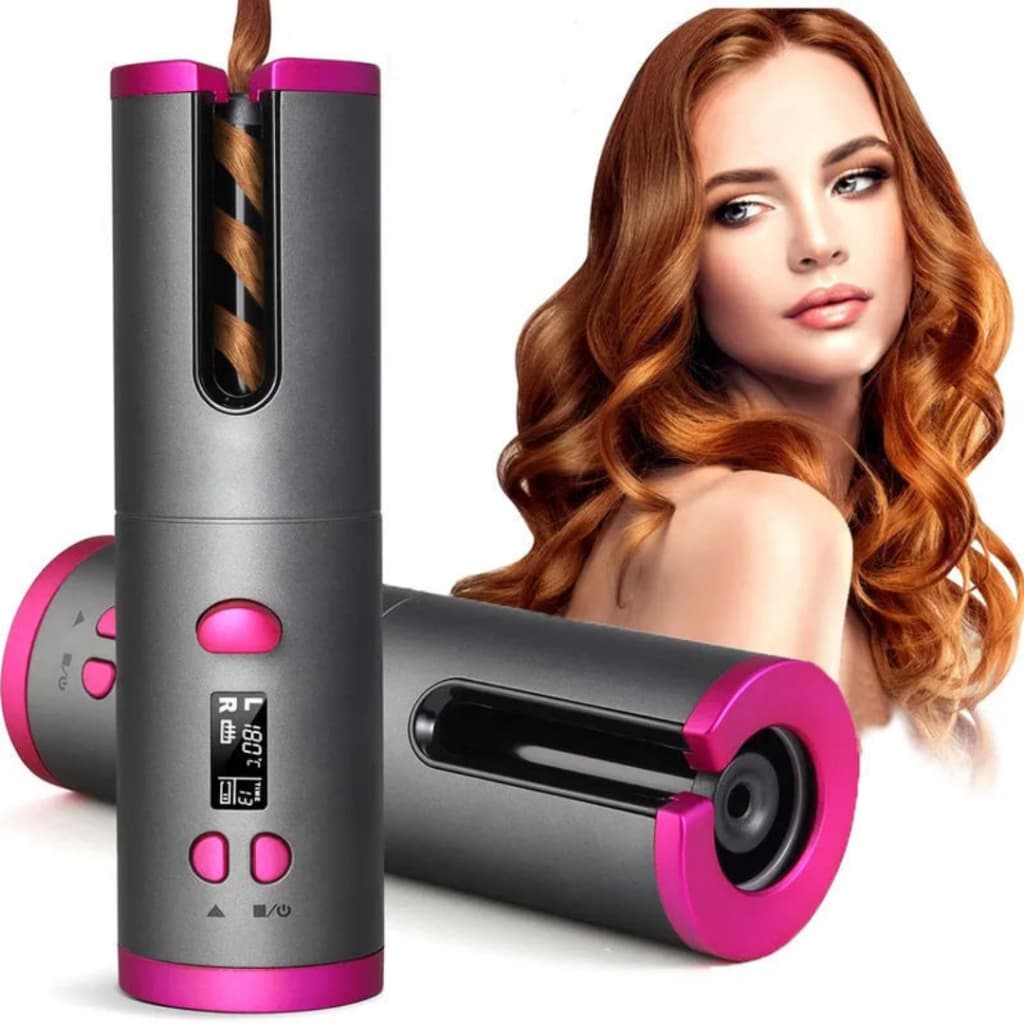 Modelador de cabelo automático sem fio com bateria recarregável de cerâmica embutida