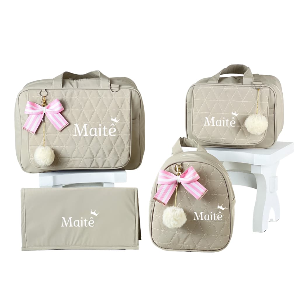 Bolsa Maternidade Menino e Menina Personalizada 04 Peças Luxo