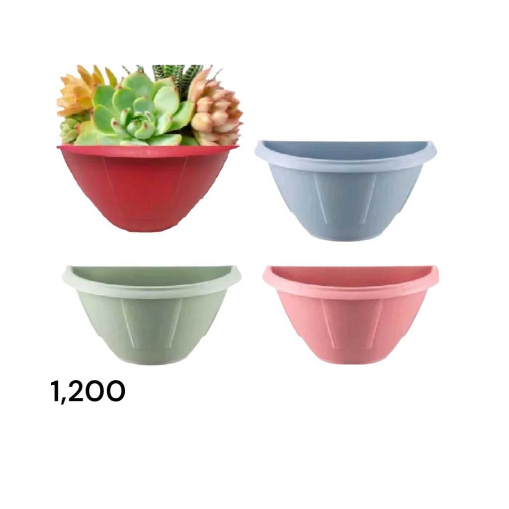 Kit 5 Vasos de Parede 1,2 Litros Coloridos Meia Lua Para Jardim Vertical Horta