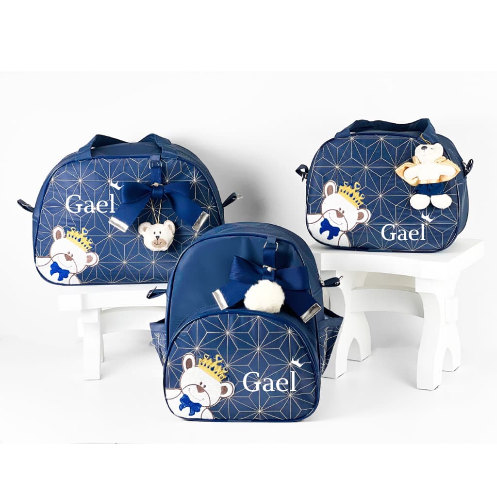 Kit Bolsas Maternidade Personalizada Menino Menina 03 Peças Luxo