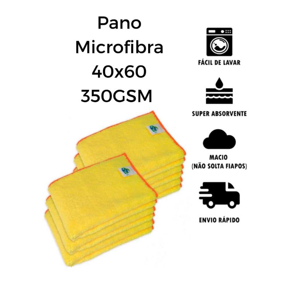 PANO DE MICROFIBRA  60x40 KIT COM 3 PEÇAS  Grosso Limpeza Automotiva e Doméstica