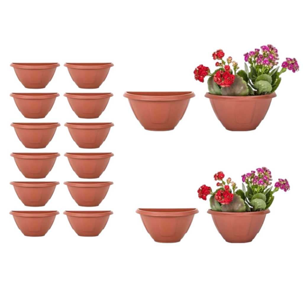 Kit 7 Peças Vaso Meia Lua De Parede Pequeno Para Plantas Artificial 16x8,5x8cm