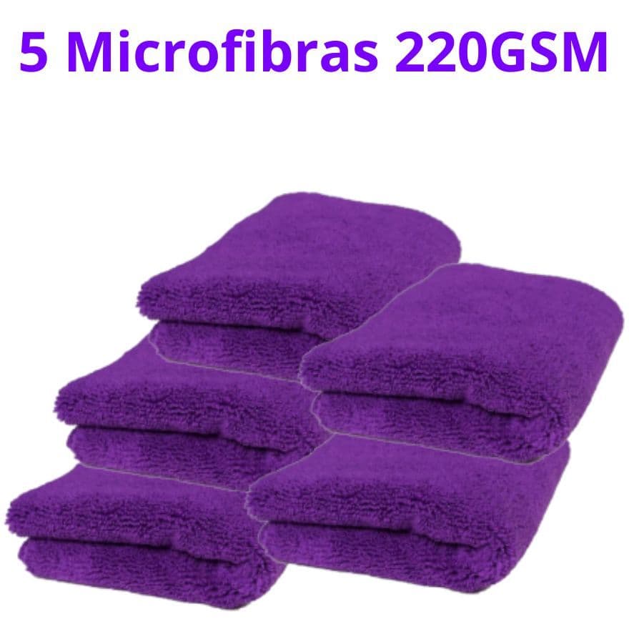 Kit 5 panos de microfibras franelas de microfibras 220GSM 28x28cm limpeza e acabamento final