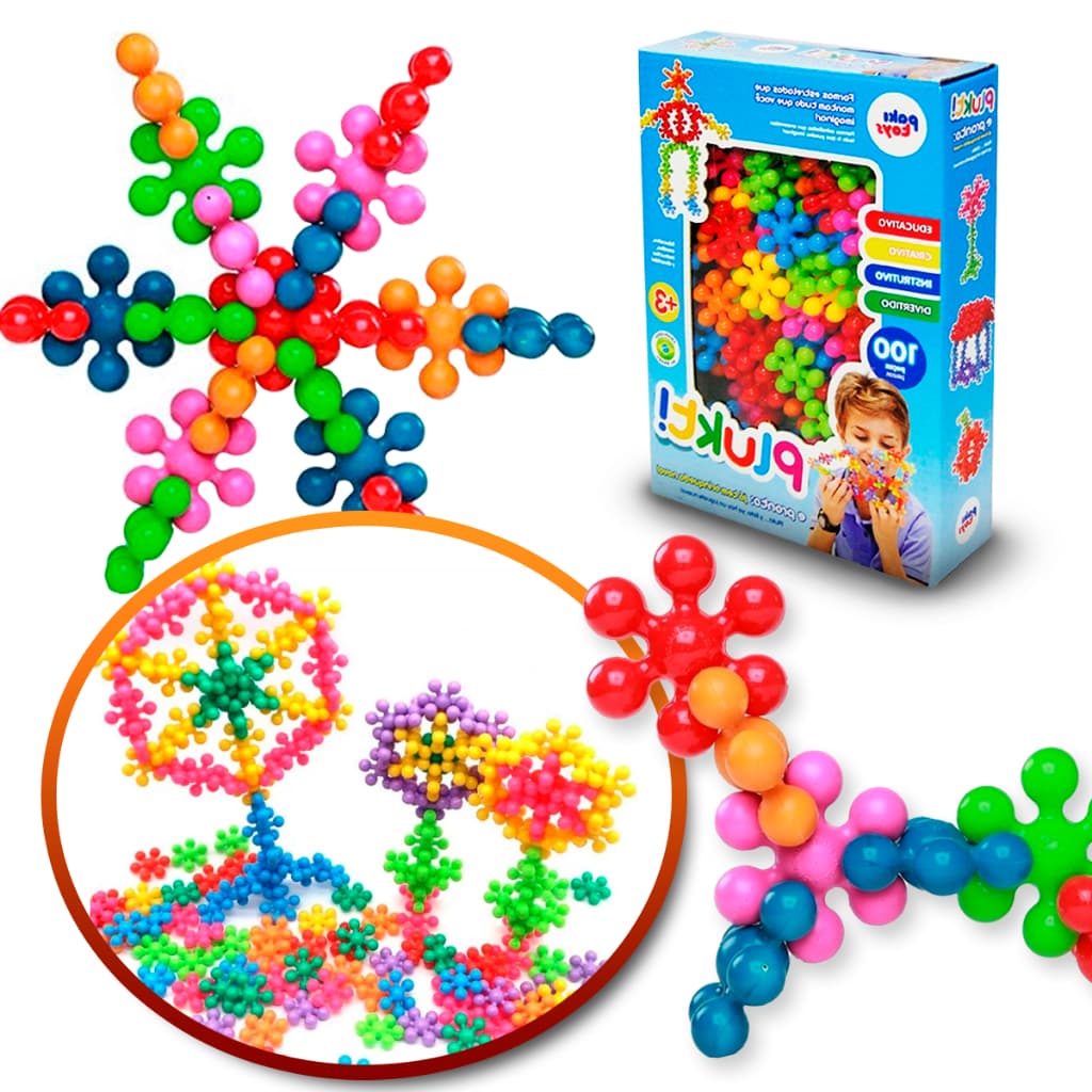 Brinquedo Educativo Blocos de Montar Criativo Estrelas Coloridas 100 Peças Para Estimular Aprendizagem Sindrome De Down