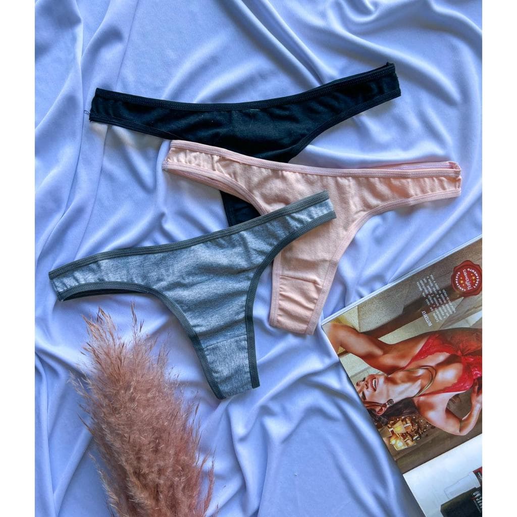 Kit c/3 Calcinhas de Algodão Fio Sem Cós