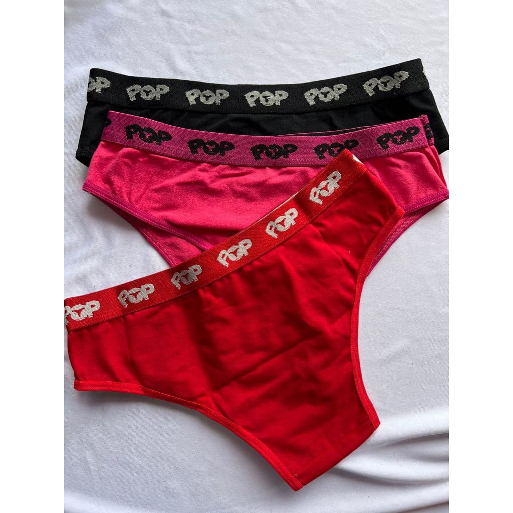 Kit c/3 Calcinhas de Algodão Tanga com Cós