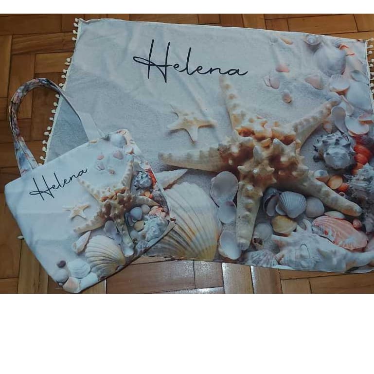 Kit Praia Personalizado Infantil com Canga,Bolsa e Mochilinha