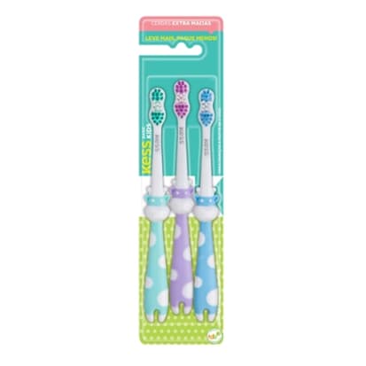 Kit Escova Dental Infantil Extra Macia Com 3 - Kess