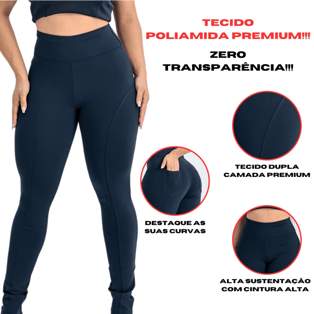 Calça Legging em Poliamida Tecido Premium Sem Transparência Empina Bumbum