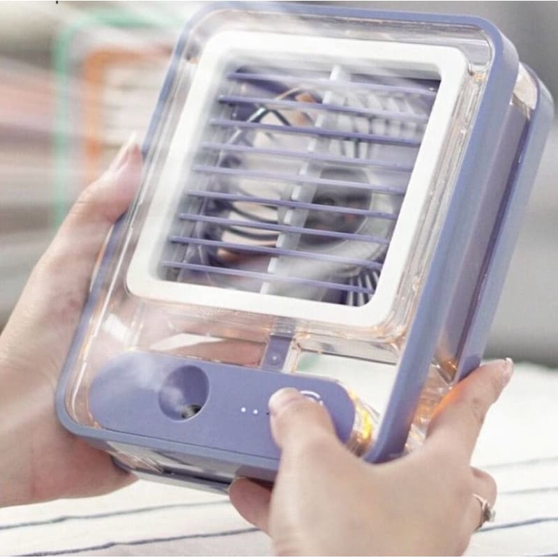 Mini Ventilador Portátil Recarregável Com Led Umidificador Refrigerador de Mesa Teto