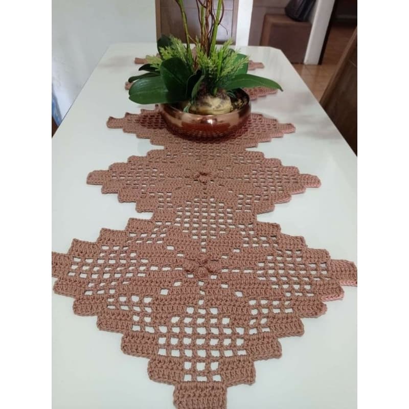 Caminho de mesa em crochê decoração para mesa posta barbante